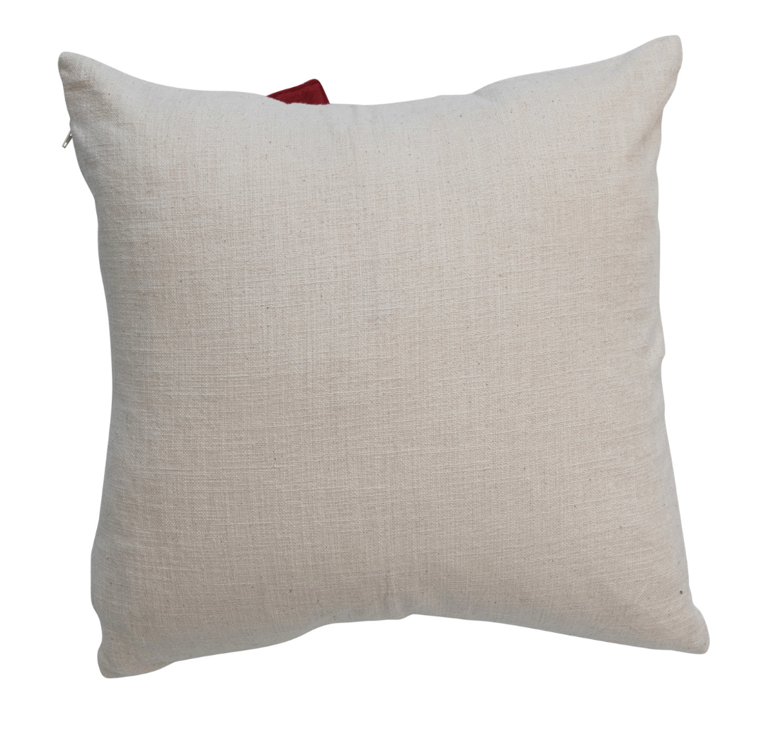 Cream Pillow with Red Bow