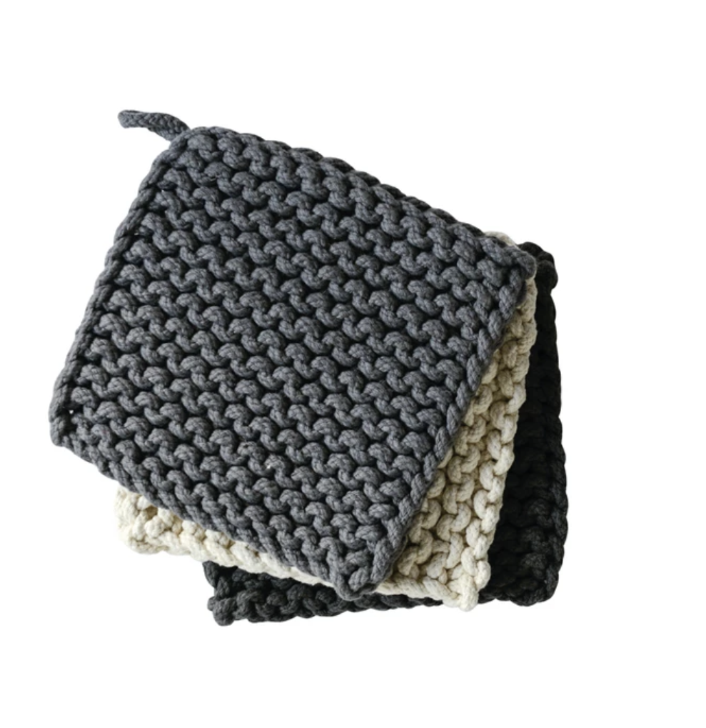 Cala Cotton Crocheted Pot Holder, 3 Colors