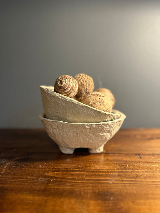 Set of small paper mache bowls with balls