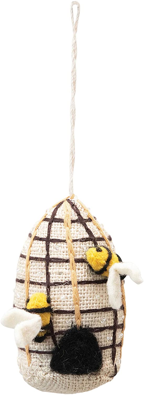 Burlap & Wool Felt Beehive Ornament