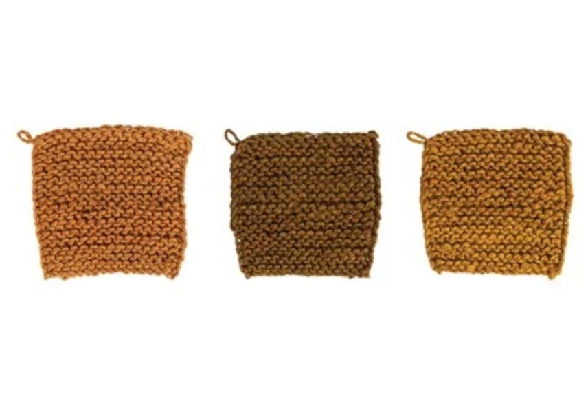 Square Jute Crocheted Pot Holder, 3 Colors