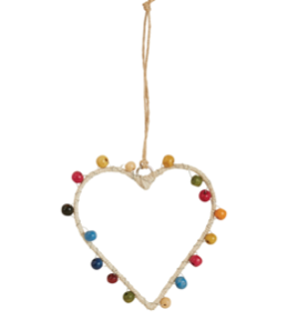 Jute and Wood Bead Heart Ornament