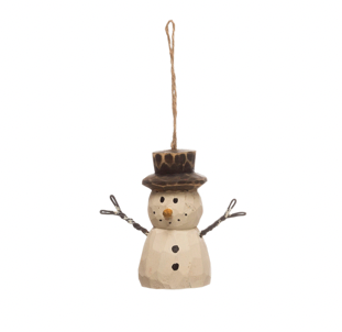 Wood Snowman with Wire Arms Ornament