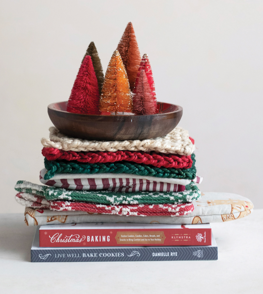 Christmas Square Jute Crocheted Pot Holder, 3 Colors