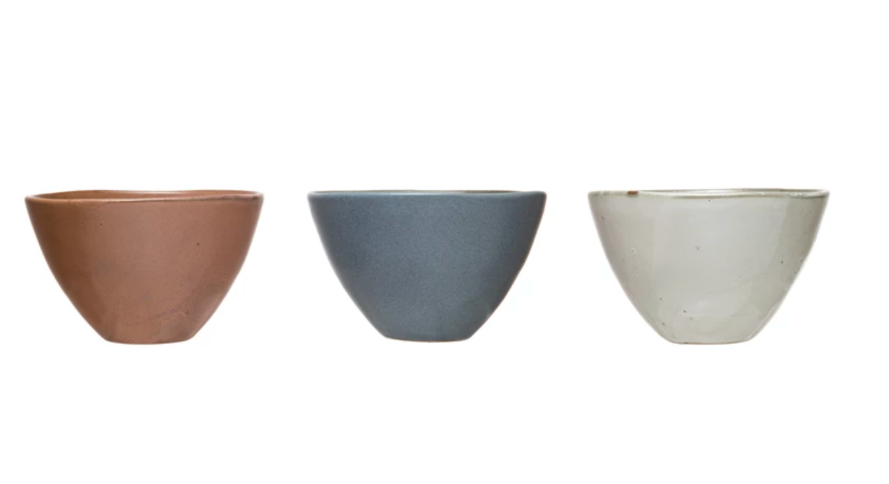 Stoneware Bowl, Reactive Glaze, 3 Colors