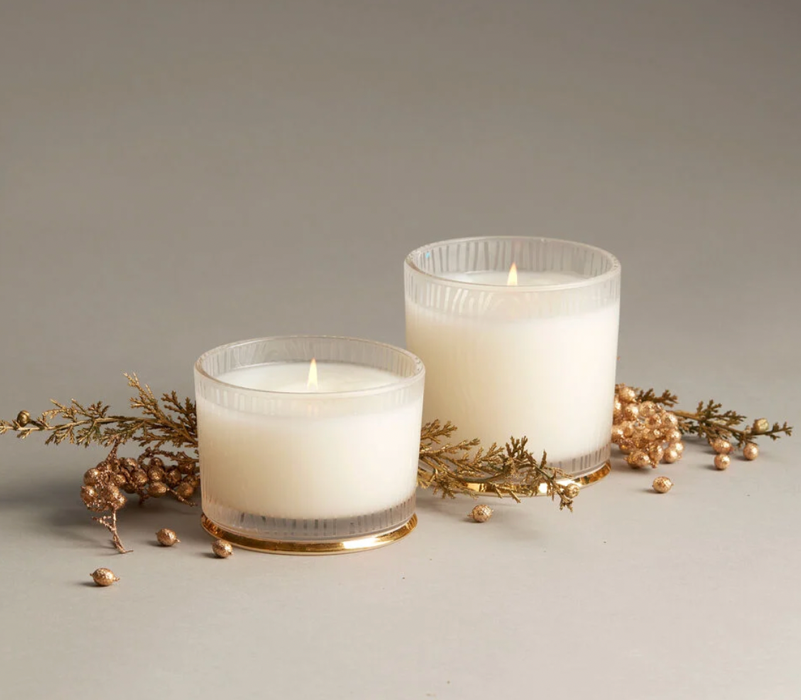 Large Frasier Fir Large Frosted Wood Grain Candle