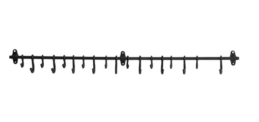 Forged Metal Wall Rod with Hooks
