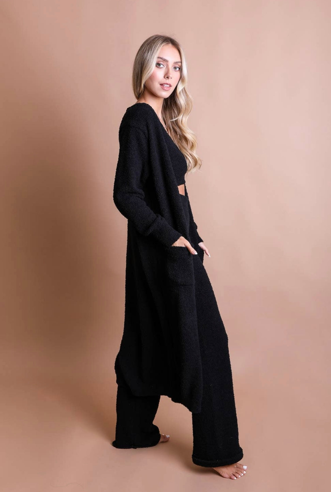Boucle Longline Cardigan with pockets